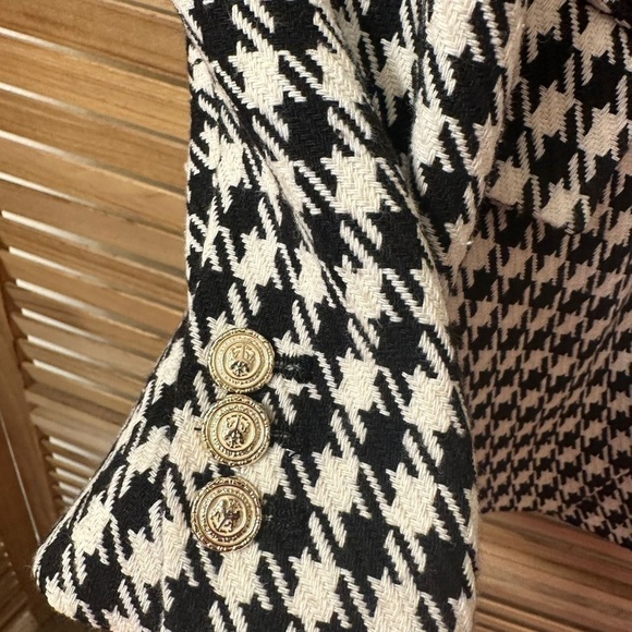 ZARA Houndstooth Tweed Blazer Jacket Size L - Picture 7 of 8